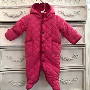 Ralph Lauren Pink quilted snowsuit 3 months fleece lined bunting coat